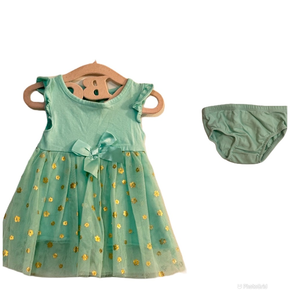 Mini B Tulle Green sparkle dress Size 6 Months with bottom piece